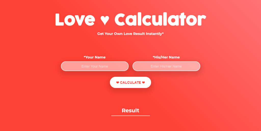 Love Calculator By Name in 2025